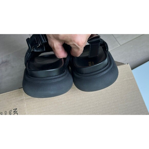New Moncler Women Black Solarisse Cross-Strap Leather Sandals Platform 37 7 7.5 - Picture 12 of 13